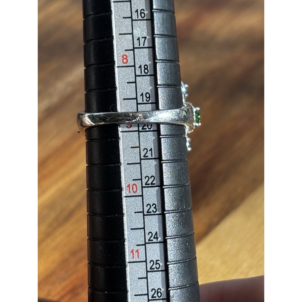 Green Chrome Diopside Sterling Silver Ring Triple Row Sz 9 - Picture 5 of 8